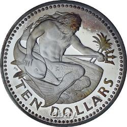 #1270223 Barbados, 10 Dollars, Neptune, 1975, Proof, Silver, MS, KM17, a