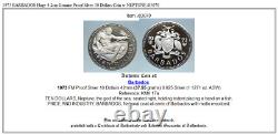 1973 BARBADOS Huge 4.2cm Genuine Proof Silver 10 Dollars Coin w NEPTUNE i83070