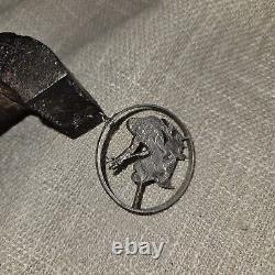 1973 BARBADOS Huge 4.2cm Pendant Silver 10 Dollars Coin w NEPTUNE Necklace