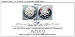 1973 BARBADOS Huge 4.2cm VINTAGE NEPTUNE Old Proof Silver 10 Dollars Coin i85514