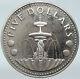 1973 BARBADOS Trafalgar Fountain Arms VINTAGE PROOF Silver 5 Dollars Coin i87086