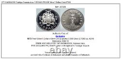 1973 BARBADOS Trafalgar Fountain Arms VINTAGE PROOF Silver 5 Dollars Coin i87086