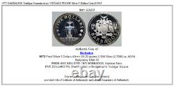 1973 BARBADOS Trafalgar Fountain Arms VINTAGE PROOF Silver 5 Dollars Coin i93803