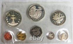 1973 Silver Barbados 8 Coin First Official Coinage Proof Set Ogp Km# Ps1