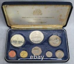 1973 Silver Barbados 8 Coin First Official Coinage Proof Set Ogp Km# Ps1