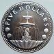 1974 BARBADOS Arms Fountain Trafalgar VINTAGE Proof Silver 5 Dollars Coin i89971