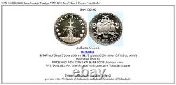 1974 BARBADOS Arms Fountain Trafalgar VINTAGE Proof Silver 5 Dollars Coin i96616