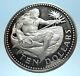 1974 BARBADOS Huge 4.2cm Genuine Proof Silver 10 Dollars Coin w NEPTUNE i77444