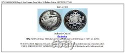 1974 BARBADOS Huge 4.2cm Genuine Proof Silver 10 Dollars Coin w NEPTUNE i77444