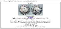 1974 BARBADOS Huge 4.2cm VINTAGE NEPTUNE Old Proof Silver 10 Dollars Coin i86338