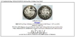 1974 BARBADOS Huge VINTAGE NEPTUNE Old Proof Silver 10 Dollars Coin i101204