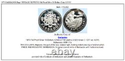 1974 BARBADOS Huge VINTAGE NEPTUNE Old Proof Silver 10 Dollars Coin i113383