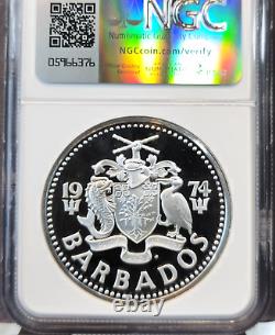 1974 Barbados Silver 10 Dollars Neptune Ngc Pf 69 Ultra Cameo Scarce Top Pop