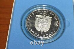 1974 Republic of Panama Large 20 Balboas. 925 Sterling Silver