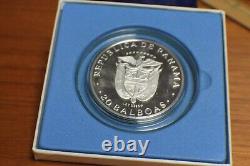 1974 Republic of Panama Large 20 Balboas. 925 Sterling Silver