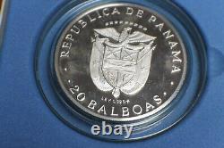 1974 Republic of Panama Large 20 Balboas. 925 Sterling Silver