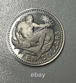 1974 Ten Dollar Silver Barbados PROOF Franklin Mint