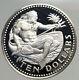 1975 BARBADOS Huge 4.2cm Genuine Proof Silver 10 Dollars Coin w NEPTUNE i93741