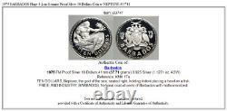 1975 BARBADOS Huge 4.2cm Genuine Proof Silver 10 Dollars Coin w NEPTUNE i93741