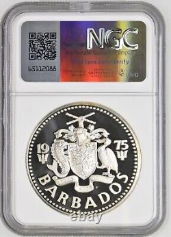 1975 Barbados 10 Dollars Neptune Silver Proof NGC PF69 Ultra Cameo