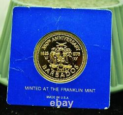 1975 Barbados $100 50th Anniversary -The English Ship BU 50% Gold Uncirculated