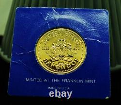 1975 Barbados $100 50th Anniversary -The English Ship BU 50% Gold Uncirculated