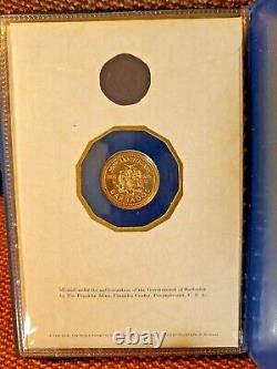 1975 Barbados $100 Gold Proof Ship Coa & Box Sealed Cachet 6.21g 50% Fine