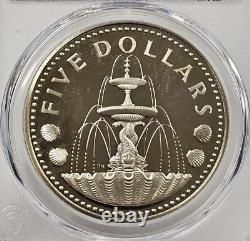 1975-FM Barbados $5 Shell Fountain Proof Coin PCGS Graded PR68 DCAM