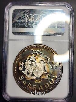 1975-FM Barbados Neptune Silver Proof $10 NGC PF66 UCAM Monster Toner