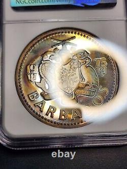 1975-FM Barbados Neptune Silver Proof $10 NGC PF66 UCAM Monster Toner