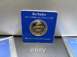 1975 Gold Barbados 6.21 Grams $100 Coin Brilliant Uncirculated+