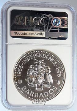 1976 BARBADOS VINTAGE NEPTUNE Independence PF Silver 10 Dollars Coin NGC i105741