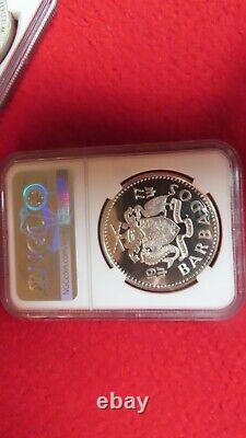 1977 Silver Gem Proof Barbados $5 Dollar Fountain 31.1 Grams Coin NGC PF 68 UC