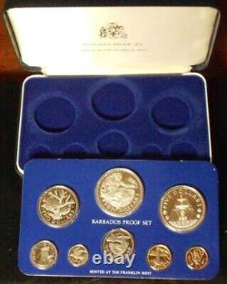 1979 BARBADOS OFFICIAL PROOF SET (8) with 2 SILVER 2 Oz ASW VERY RARE