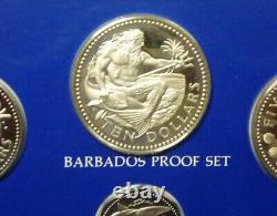 1979 BARBADOS OFFICIAL PROOF SET (8) with 2 SILVER 2 Oz ASW VERY RARE