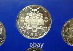 1979 BARBADOS OFFICIAL PROOF SET (8) with 2 SILVER 2 Oz ASW VERY RARE