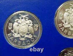 1979 BARBADOS OFFICIAL PROOF SET (8) with 2 SILVER 2 Oz ASW VERY RARE