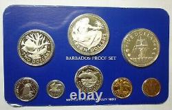 1979 BARBADOS OFFICIAL PROOF SET (8) with 2 SILVER 2 Oz ASW VERY RARE