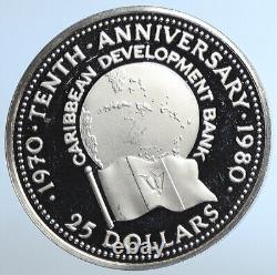 1980 BARBADOS Caribbean Development Bank VINTAGE Proof Silver 25 Coin i110979