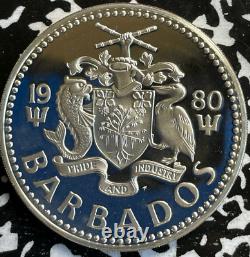 1980 Barbados $10 Large Silver Coin! Proof Key date Low Mintage Poseidon