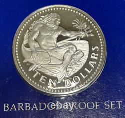 1980 Barbados Proof Set 8-Coin Franklin Mint Aquaman Neptune Poseidon silver