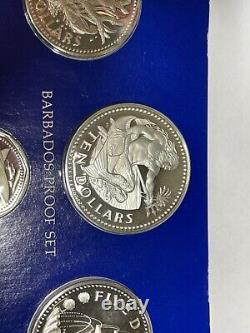 1980 Barbados Proof Set 8-Coin Franklin Mint Aquaman Neptune Poseidon silver