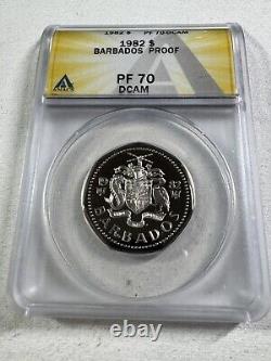 1982 Barbados 1 Dollar Proof Graded PR 70 DCAM by ANACS Low Mintage