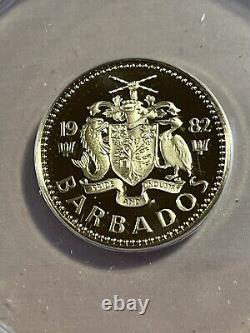 1982 Barbados 5 Cents Proof Graded PR70DCAM by ANACS Very Low Mintage