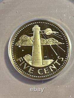 1982 Barbados 5 Cents Proof Graded PR70DCAM by ANACS Very Low Mintage