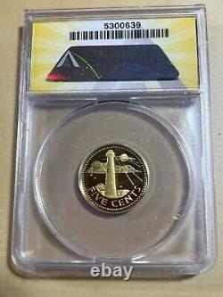 1982 Barbados 5 Cents Proof Graded PR70DCAM by ANACS Very Low Mintage