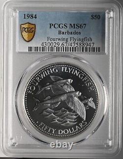 1984 $50 Barbados Fourwing Flyingfish Pcgs Ms67 #47588947 Top Pop (1 Of 1)