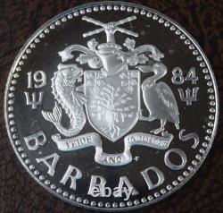 1984 Barbados Silver Proof Five 5 Dollars. 800 Low Mintage Key date