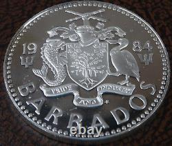 1984 Barbados Silver Proof Five 5 Dollars. 800 Low Mintage Key date