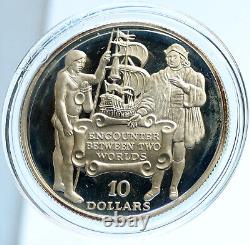 1991 BARBADOS Discovery of NEW WORLD Old Proof Silver 10 Dollars Coin i104015